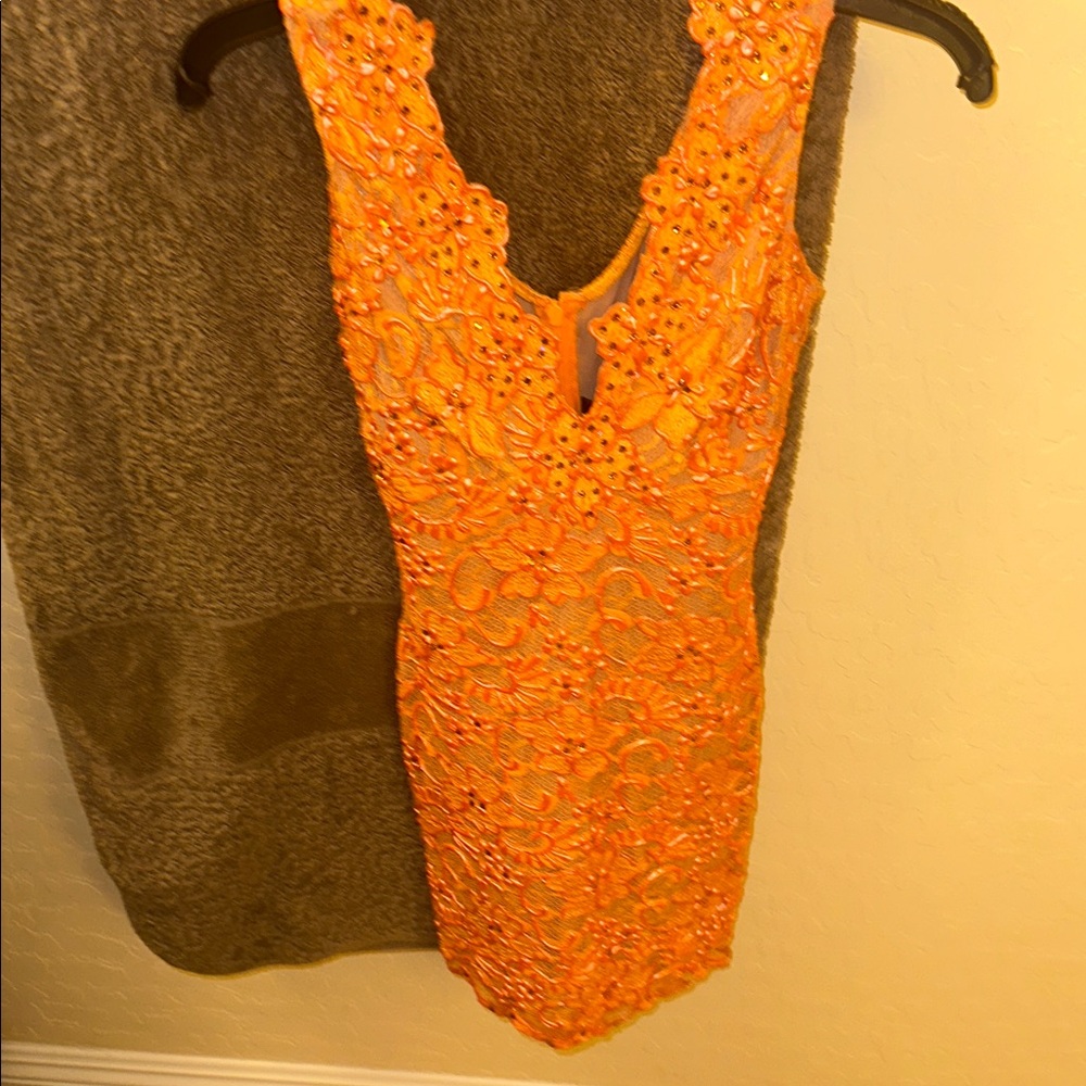 Elegant Orange Lace Dress